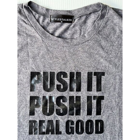 Stylestalker Women's Push It Casual Muscle Tee Size M Charcoal Grey - Picture 7 of 8